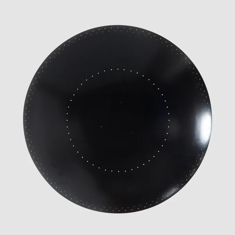 Perforated Tynell Dome Shade Art Deco Ceiling Light Fixture, Mid Century Modern 6 Light Brass Rey Chandelier Handmade Custom Pendant Light