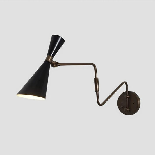 Stilnovo Style Swing Arm Wall Sconce, Mid Century Modern Brass Italian Wall Light, Handmade Single Light Adjustable Bedside Reading Lamp
