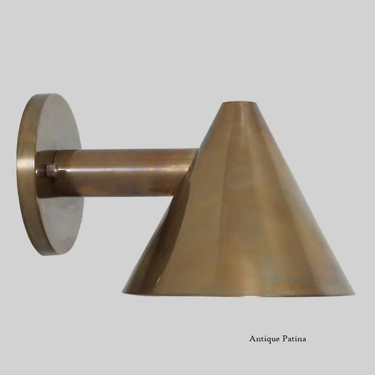 Conical Shape Brass Pivot Wall Sconce, Mid Century Modern Handcrafted Raw Brass Industrial Style Wall Light Lamp