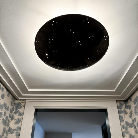 Perforated Dome Semi-Flush Mount Rey Chandelier, Tynell Style Inspired Ceiling Pendant Light, Mid Century Modern 6 Light Brass Light Fixture