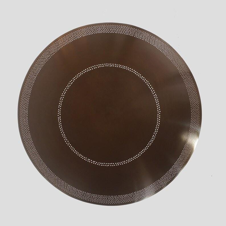 Perforated Dome Shape Rey Chandelier Semi Flush Mount Ceiling Light Fixture, Mid Century Modern Paavo Tynell Style 6 Light Brass Chandelier