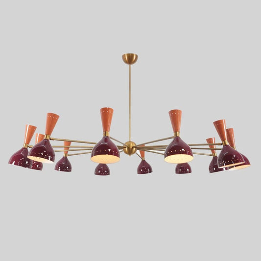 Large Stilnovo Style Diabolo Sputnik Chandelier, 12 Arms 24 Lights Mid Century Modern Brass Sputnik Ceiling Light Fixture, Statement Light