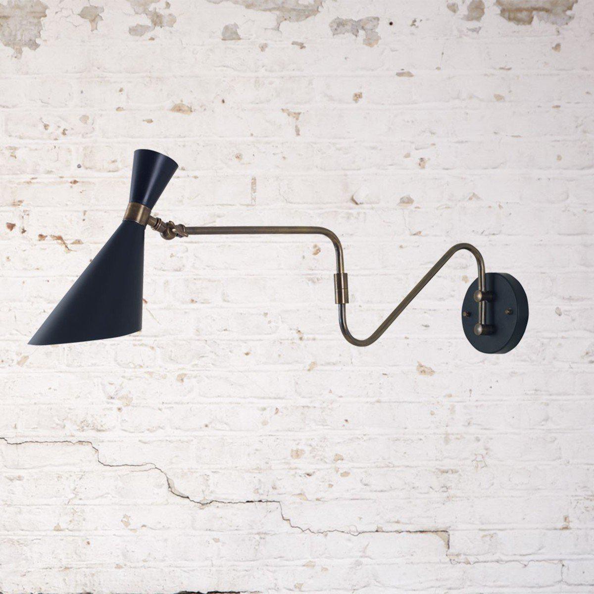 Stilnovo Style Swing Arm Wall Sconce, Mid Century Modern Brass Italian Wall Light, Handmade Single Light Adjustable Bedside Reading Lamp