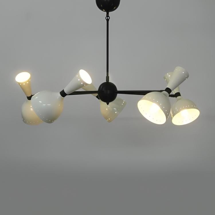 Stilnovo Style DIABOLO Sputnik Chandelier, Mid Century Modern Italian Style 5 Arm 10 Light, Handcrafted Brass Ceiling Light Fixture Art Deco