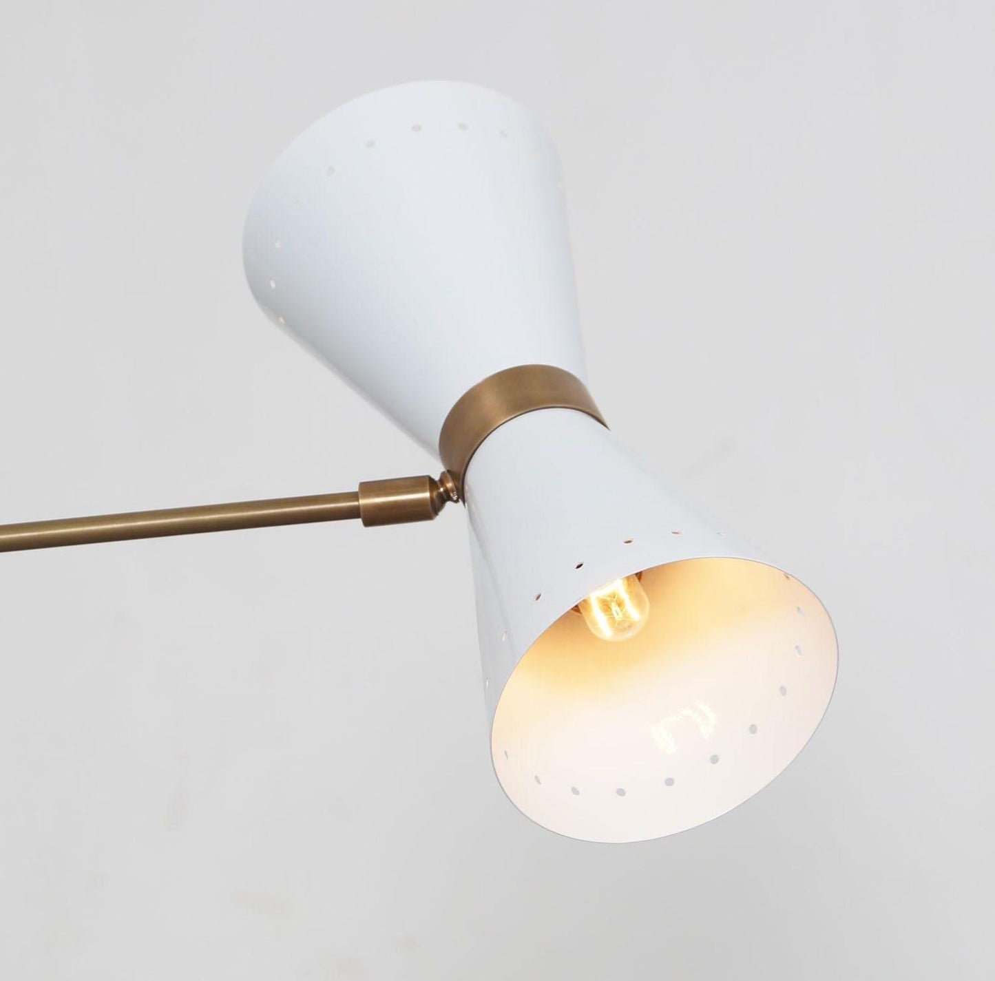 Stilnovo Style Diabolo Adjustable Twin Wall Sconce, Handcrafted Articulated Double Brass Wall Lamp, Mid Century Style Solid Brass Wall Light