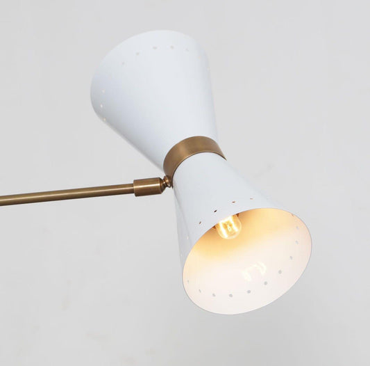 Stilnovo Style Diabolo Adjustable Twin Wall Sconce, Handcrafted Articulated Double Brass Wall Lamp, Mid Century Style Solid Brass Wall Light