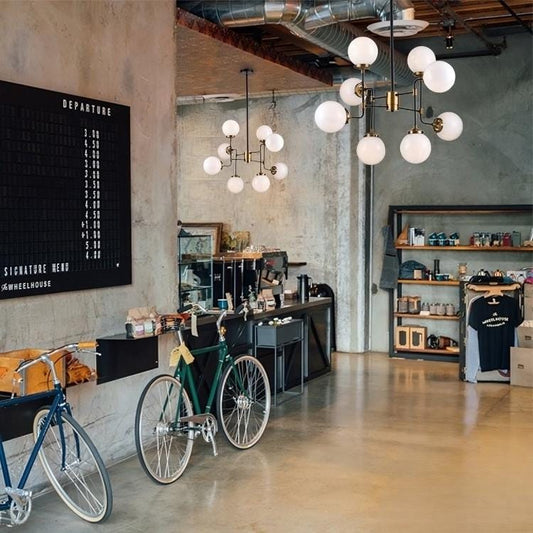 Mid Century Modern Bistro Globe Chandelier, Handcrafted Brass Bubble Ceiling Light, Modern 8 Glass Globe Hanging Light Fixture Art Deco