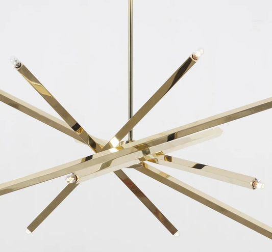 Large 12 Light Spiral Pendant Contemporary Style Chandelier, Handcrafted Modern Brass Sputnik Chandelier Light Fixture