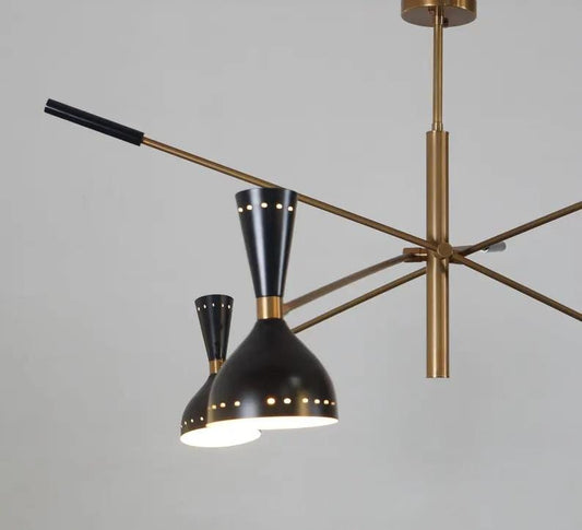 Large Three Arms Italian Style Sputnik Chandelier, Handcrafted Mid Century Morden Raw Brass Chandelier, Contemporary Ceiling Light Fixture