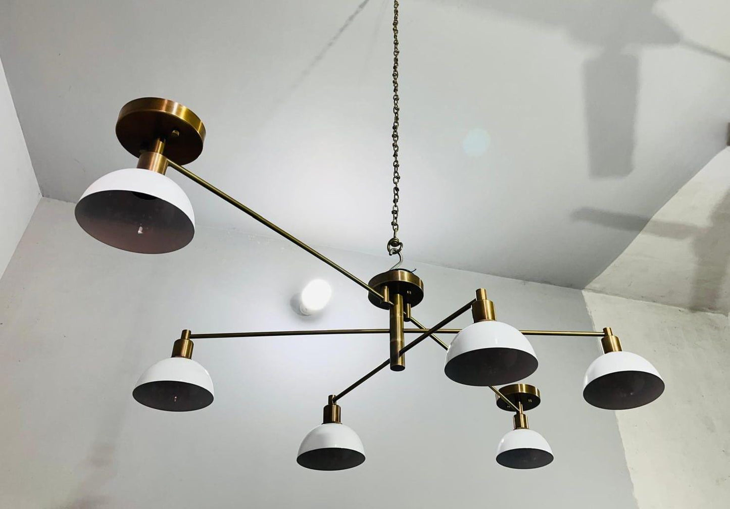 6 Light Half Dome Shade Mid Century Modern Brass Sputnik Chandelier Ceiling Flush Mount Light Fixture Wall Lamp Handcrafted Chandelier