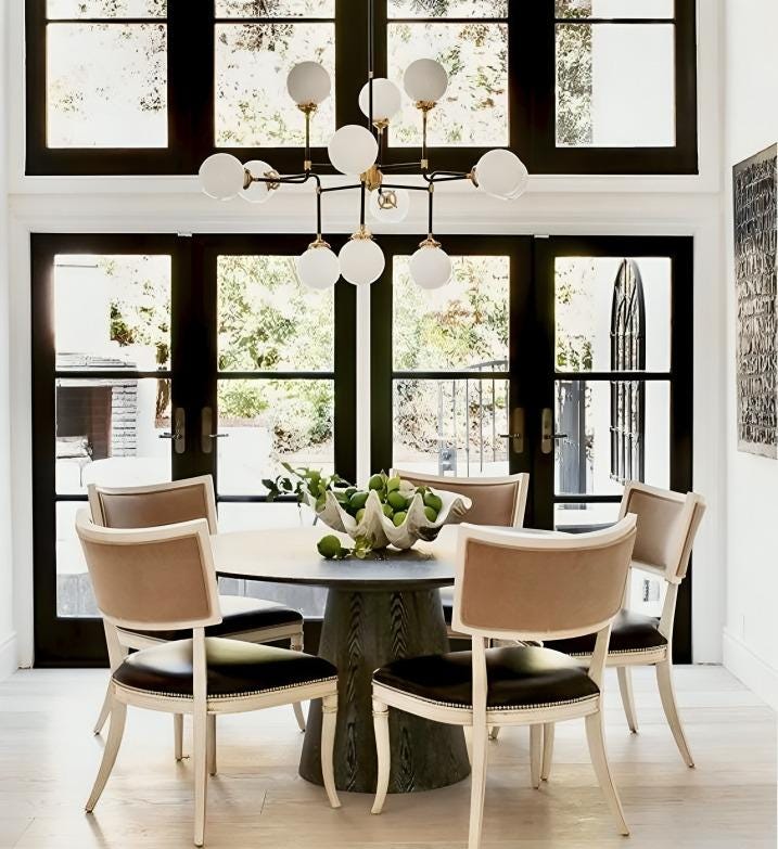 Large Bistro Glass Globe Mid Century Modern Chandelier, Handcrafted Brass Ceiling Light, Modern 12 Glass Globe Design Hanging Light Fixture