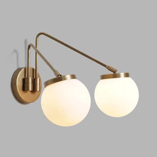 Twin Glass Globe Swing Arm Articulating Bedside Wall Lamp, Handcrafted Pendant Light Brass Sputnik Wall Sconce