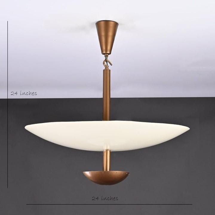 Dual-Tiered Dome Shade Flush Mount Chandelier, Mid Century Modern Stilnovo Inspired Ceiling Light Fixture, 6 Light Double Dome Pendant Light
