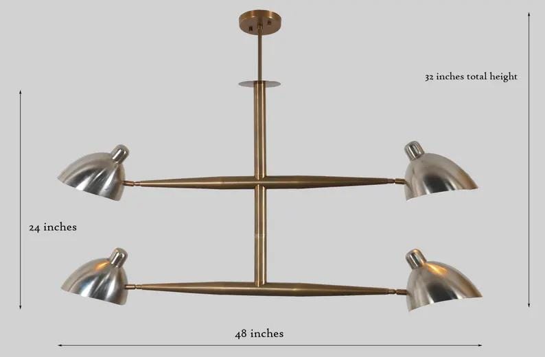 Handcrafted Four Lights Brass Sputnik Chandelier Modern Home Sputnik Ceiling Light Raw Brass Counterbalance Chandelier Custom Light Fixture