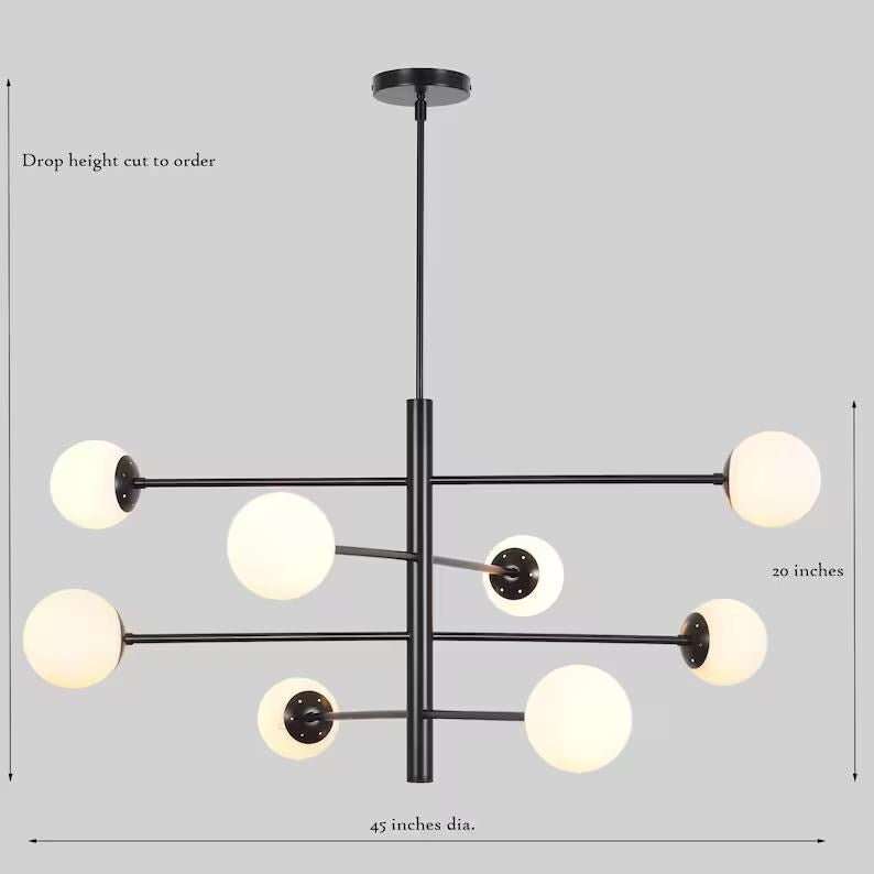 Minimalist Eight Globe Ceiling Lamp Mid Century Modern Sputnik Brass Chandelier Handcrafted Glass Globe Design Pendant Ceiling Light Fixture
