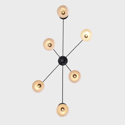 6 Light Half Dome Shade Mid Century Modern Brass Sputnik Chandelier Ceiling Flush Mount Light Fixture Wall Lamp Handcrafted Chandelier