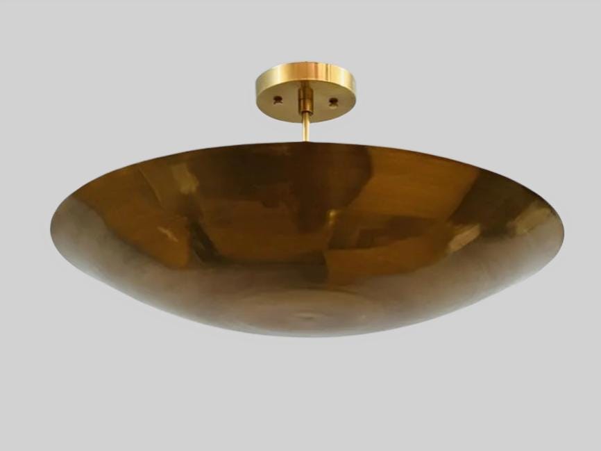 Dome Shade Rey Light Inspired Mid Century Modern Brass Sputnik Chandelier, Custom Ceiling Pendant Light Fixture Handmade 6 Light Wall Lamp