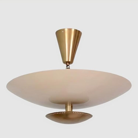 Dual-Tiered Dome Shade Flush Mount Chandelier, Mid Century Modern Stilnovo Inspired Ceiling Light Fixture, 6 Light Double Dome Pendant Light