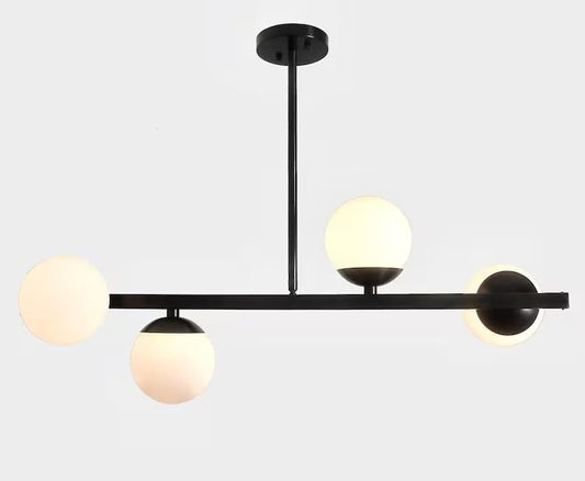 Minimalist Modern Linear Ceiling Pendant Light Fixture Handcrafted Contemporary 4 Globe Brass Chandelier Kitchen Island Dining Hallway Light