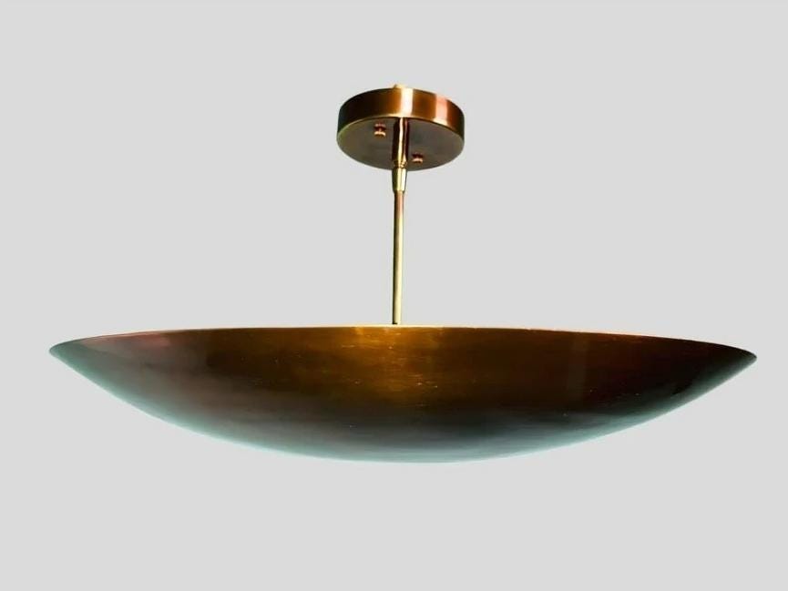 Plain Dome Shade Rey Light Mid Century Modern Brass Sputnik Chandelier, Custom Ceiling Pendant Light Fixture Handcrafted 6 Light Wall Lamp