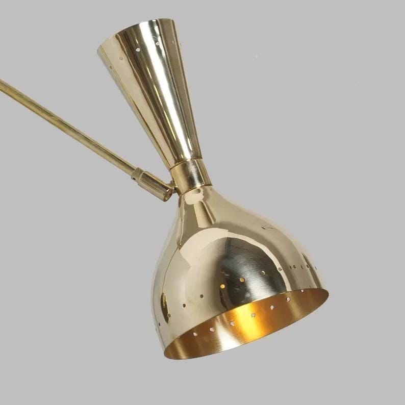 Stilnovo Style Articulated Diabolo Wall Sconce, Mid Century Modern Brass Light Fixture, Handcrafted Industrial Design Reading Wall Lamp