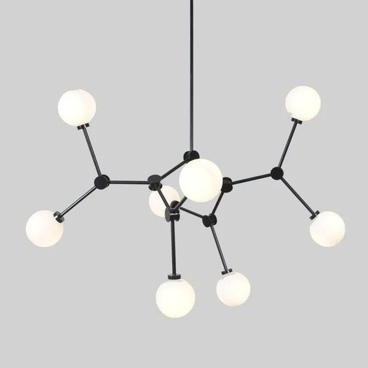 Mid Century Eight Arm Eight Globe Light Brass Ceiling Sputnik Chandelier Pendant Light Fixture, Handcrafted Ceiling Lighting