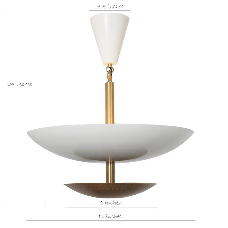 Dual-Tiered Dome Shade Flush Mount Chandelier, Mid Century Modern Stilnovo Inspired Ceiling Light Fixture, 6 Light Double Dome Pendant Light