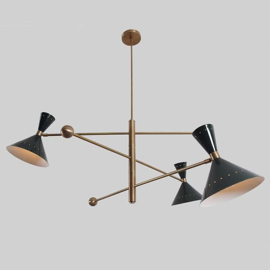 Mid Century 3 Arm 6 Light Stilnovo Style Sputnik Chandelier, Handcrafted Brass Contemporary Pendant Ceiling Light Fixture