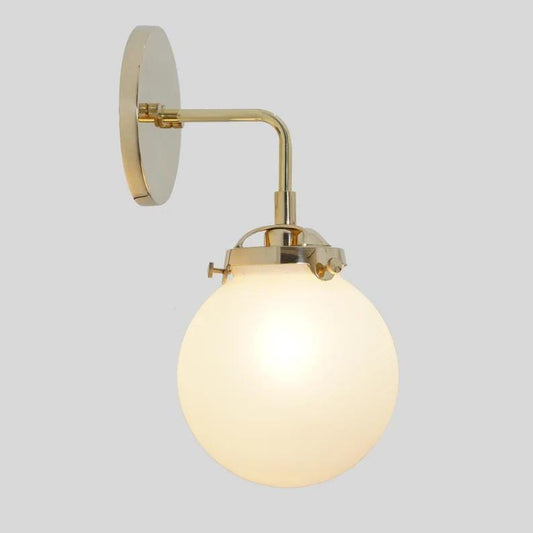 Elegant Mid Century Modern Single Globe Wall Sconce, Handcrafted Modern Style Brass Wall Light, Classic Designed Glass Globe Wall Lamp