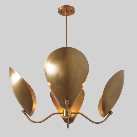 Four Petal Brass Mid Century Modern Chandelier, Sputnik multi arm pendant light, Vintage Home decor,  Gold Luxury Decor