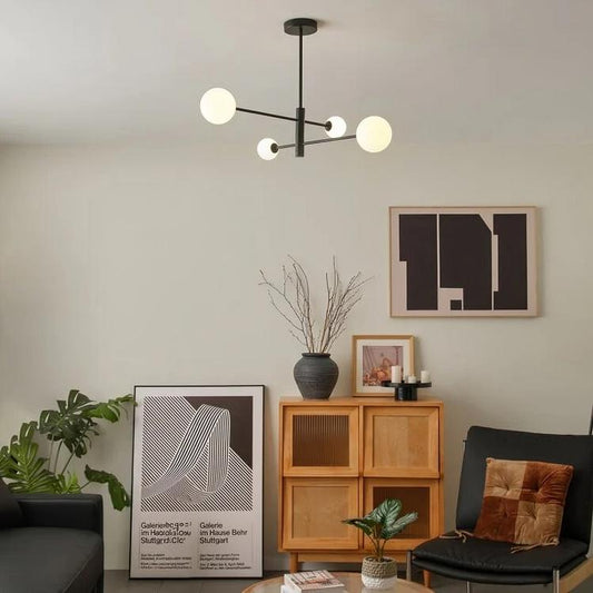 Minimalist Four Globe Ceiling Light Mid Century Modern Sputnik Brass Chandelier Handcrafted Glass Globe Design Pendant Ceiling Light Fixture