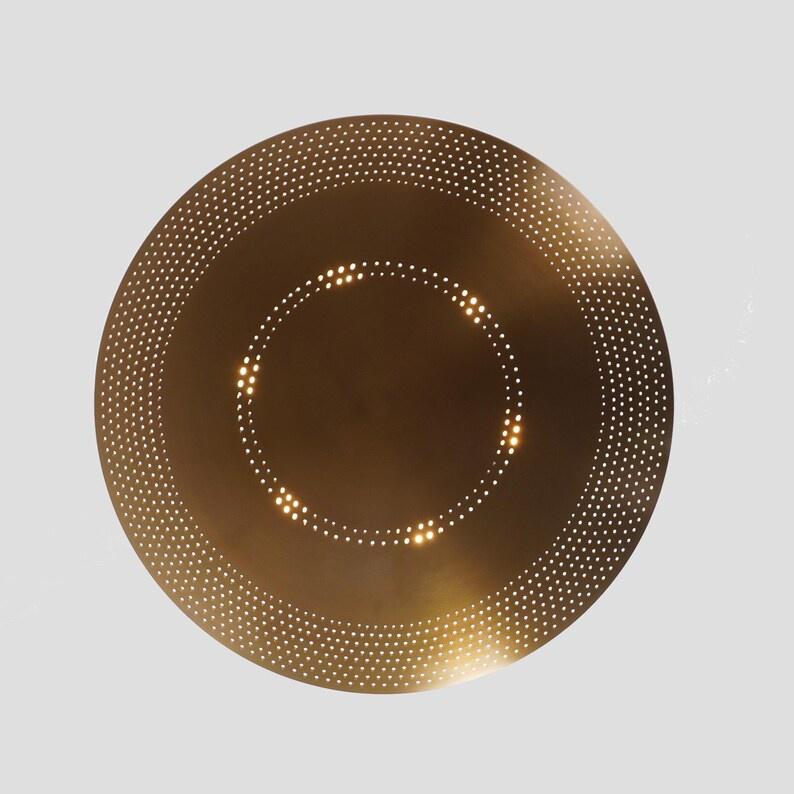 Dome Shade Perforated Tynell Style Inspired Ceiling Pendant Light, Mid Century Modern Rey Chandelier 6 Light Brass Light Fixture