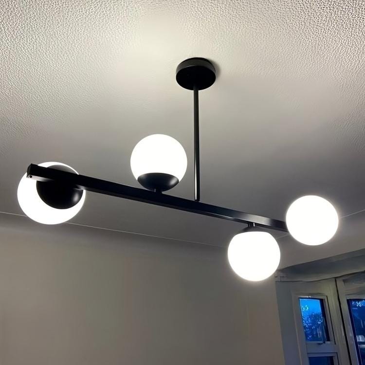 Minimalist Modern Linear Ceiling Pendant Light Fixture Handcrafted Contemporary 4 Globe Brass Chandelier Kitchen Island Dining Hallway Light