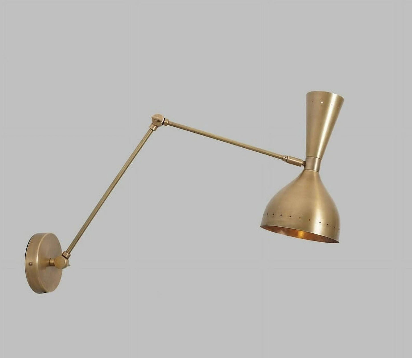 Stilnovo Style Articulated Diabolo Wall Sconce, Mid Century Modern Brass Light Fixture, Handcrafted Industrial Design Reading Wall Lamp