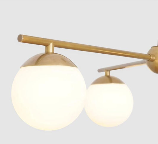 5 Globe Mid Century Sputnik Chandelier, Handcrafted Modern Brass Chandelier Ceiling Light, Elegant Glass Globe Design Pendant Light Fixture