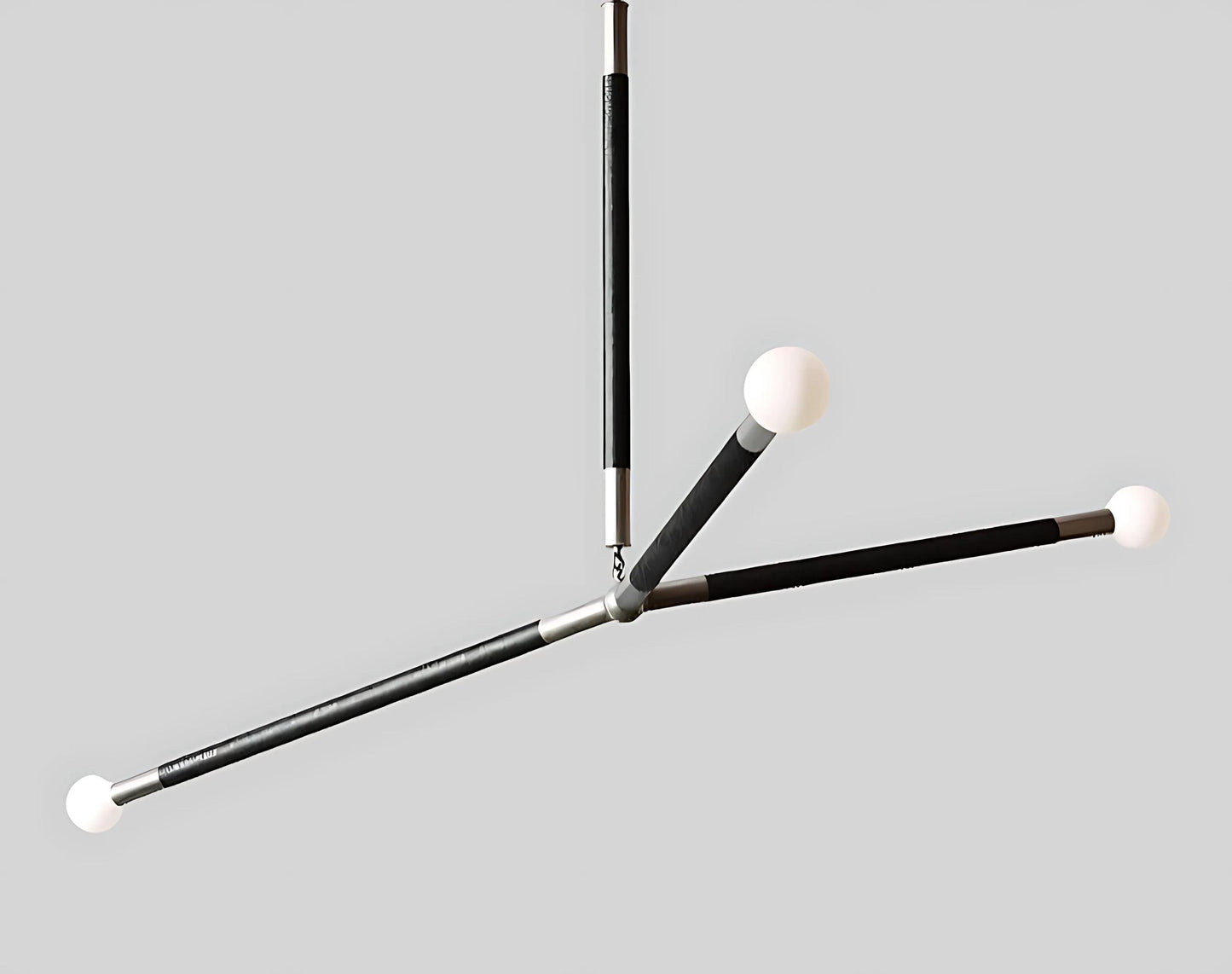Arrow Shape Leather Slingshot Chandelier, Minimalist Asymmetrical Brass Ceiling Light Fixture, Contemporary Design Statement Three Arm Lamp