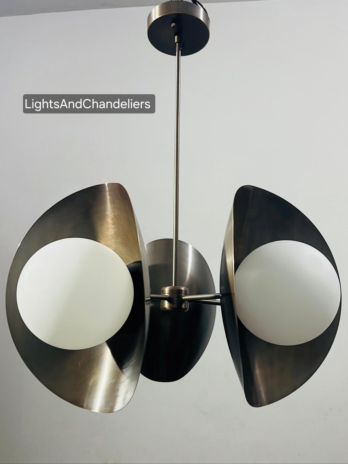 Stilnovo Style Five Globe Mid Century Modern Sputnik Brass Chandelier, Handcrafted Pendant Light Fixture Globe Chandelier