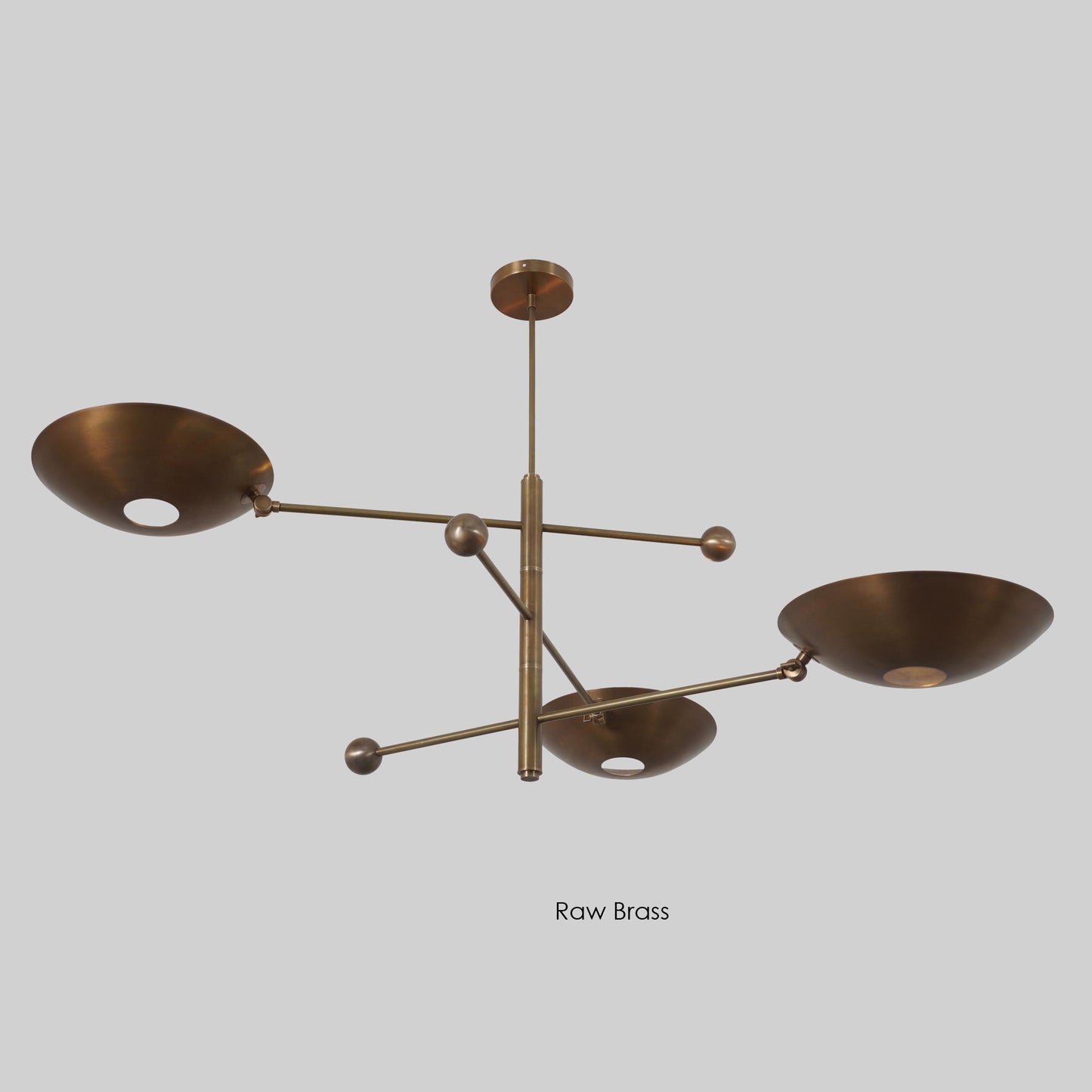 Italian Adjustable Counterweight Stilnovo Ceiling Lamp, Counterbalance 3 Shade Brass Chandelier, Mid Century Modern Light 1960s Inspired