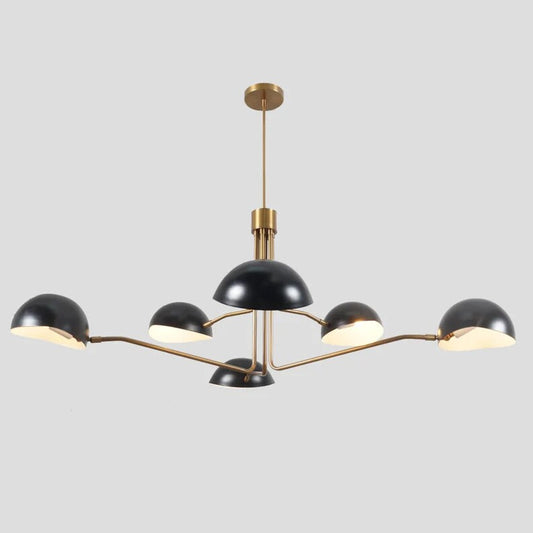 6-Light Half Dome Shade Brass Sputnik Chandelier, Mid Century Modern Sputnik Style Ceiling Light Fixture, Vintage Inspired Large Chandelier