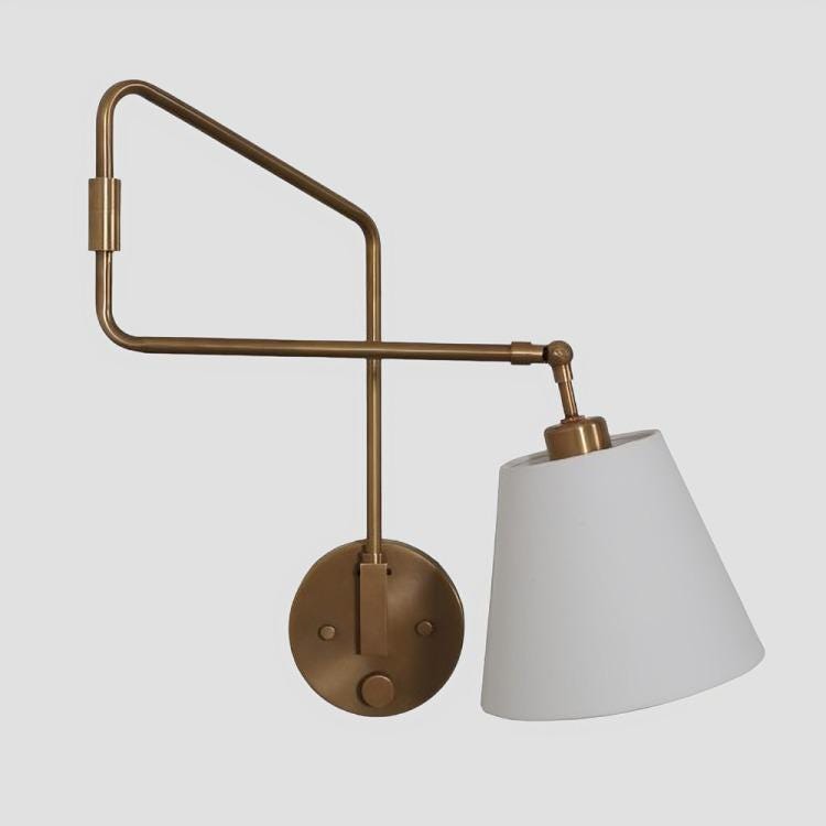 Linen Shade Adjustable Reading Wall Lamp, Single Arm Mid Century Modern Brass Wall Sconce, Vintage Inspire Elegant Design Reading Wall Light