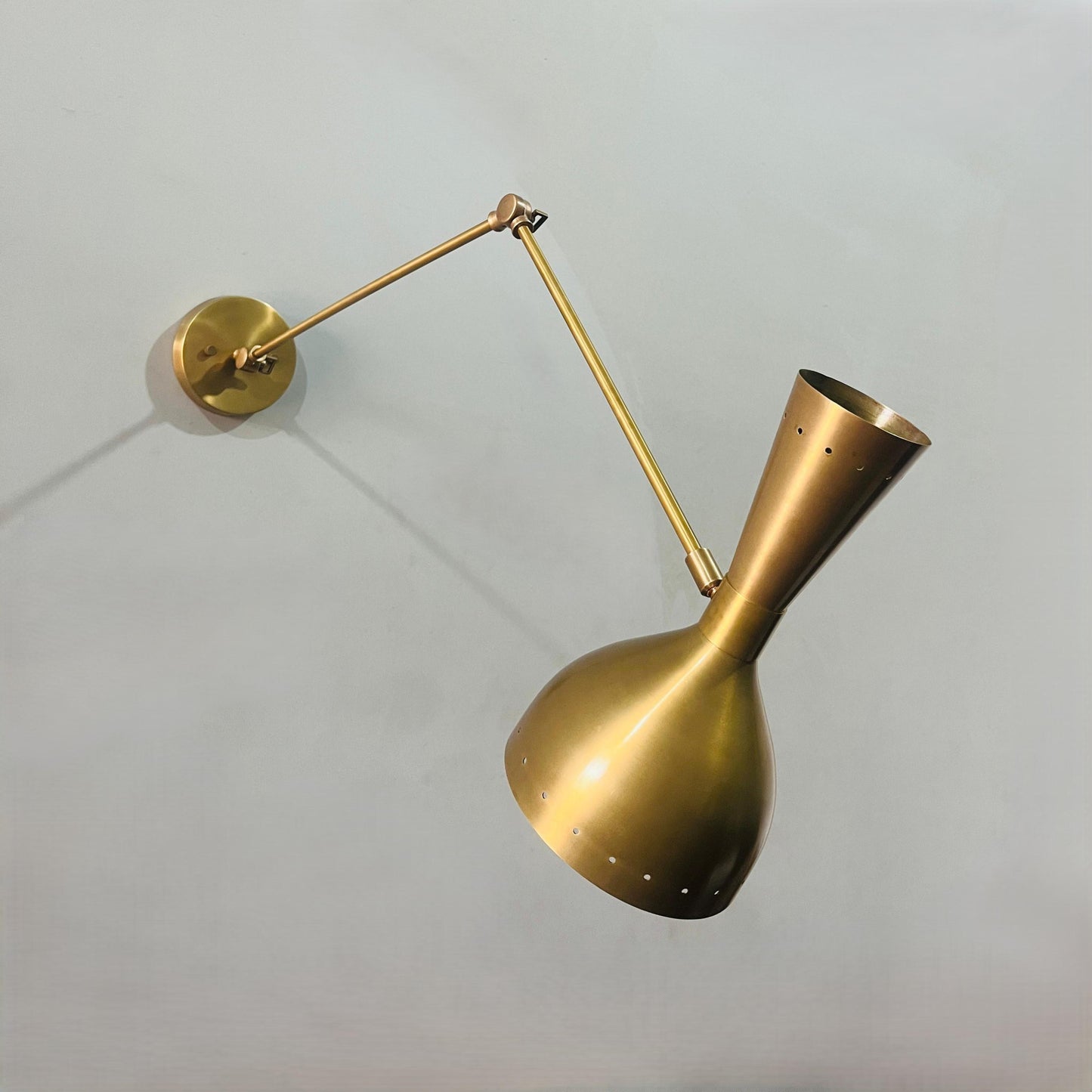 Stilnovo Style Articulated Diabolo Wall Sconce, Mid Century Modern Brass Light Fixture, Handcrafted Industrial Design Reading Wall Lamp