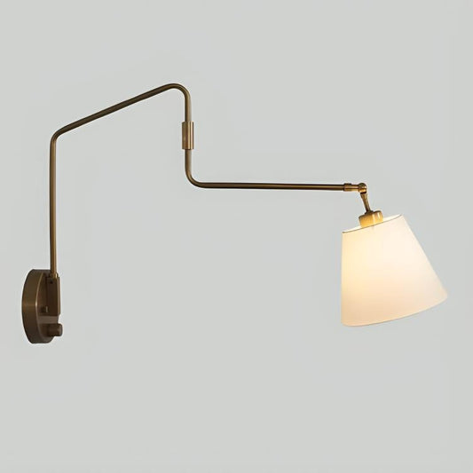 Linen Shade Adjustable Reading Wall Lamp, Single Arm Mid Century Modern Brass Wall Sconce, Vintage Inspire Elegant Design Reading Wall Light