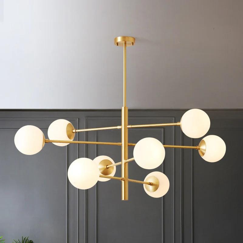 Minimalist Eight Globe Ceiling Lamp Mid Century Modern Sputnik Brass Chandelier Handcrafted Glass Globe Design Pendant Ceiling Light Fixture