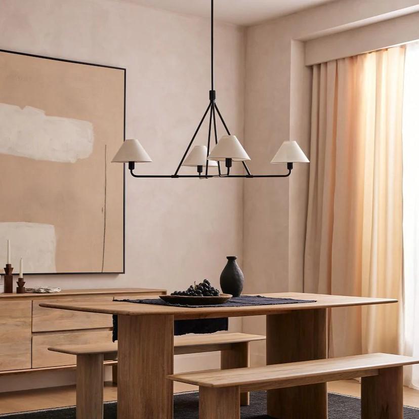 Quarter Linen Shade Kitchen Island Modern Pendant Light, Custom Hanging Ceiling Lamp Home Decor Handmade Brass Ceiling Light Fixture 4 Light