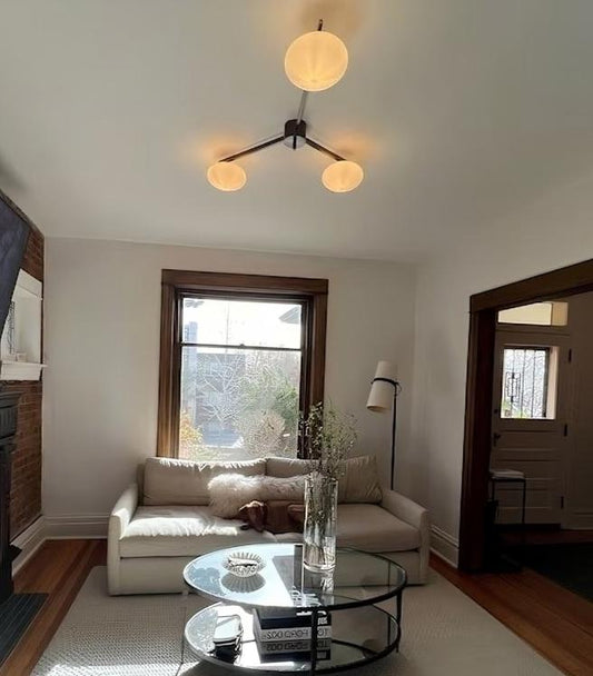 Vintage Italian Lelii Style Glass Globe Mid Century Antique Brass Ceiling Light Flush Mount Chandelier Low Ceiling 3 Arm Globe Pendant Light