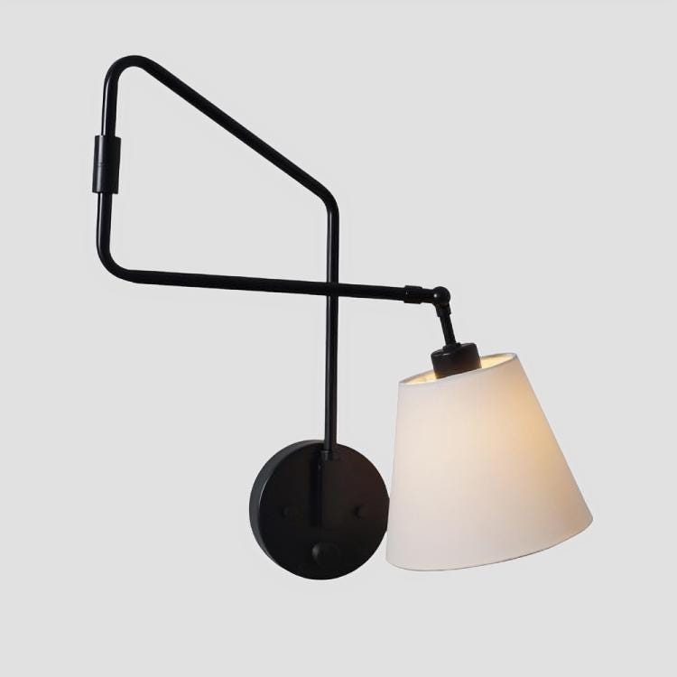 Linen Shade Adjustable Reading Wall Lamp, Single Arm Mid Century Modern Brass Wall Sconce, Vintage Inspire Elegant Design Reading Wall Light