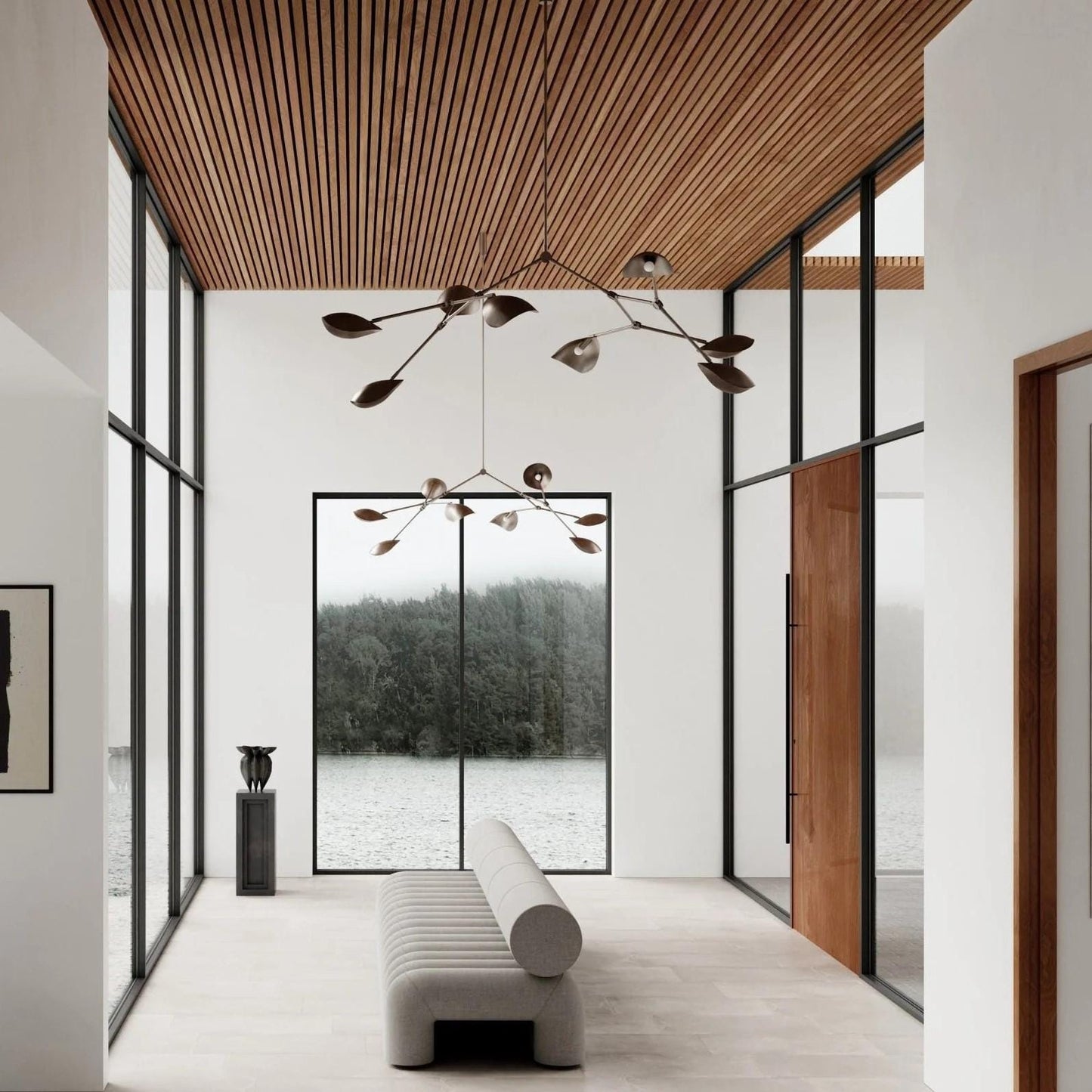 Stingray Brass Mid Century Modern Chandelier, Handcrafted 8 Arm Sputnik Light Fixture, Custom Curved Disk Multi Shade Large Ceiling Light