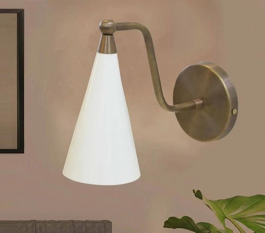 Brass Enamel Conical Shade Wall Sconce, Mid Century Modern Industrial Wall Lamp,  Handcrafted Custom Antique Light Fixture Home Décor