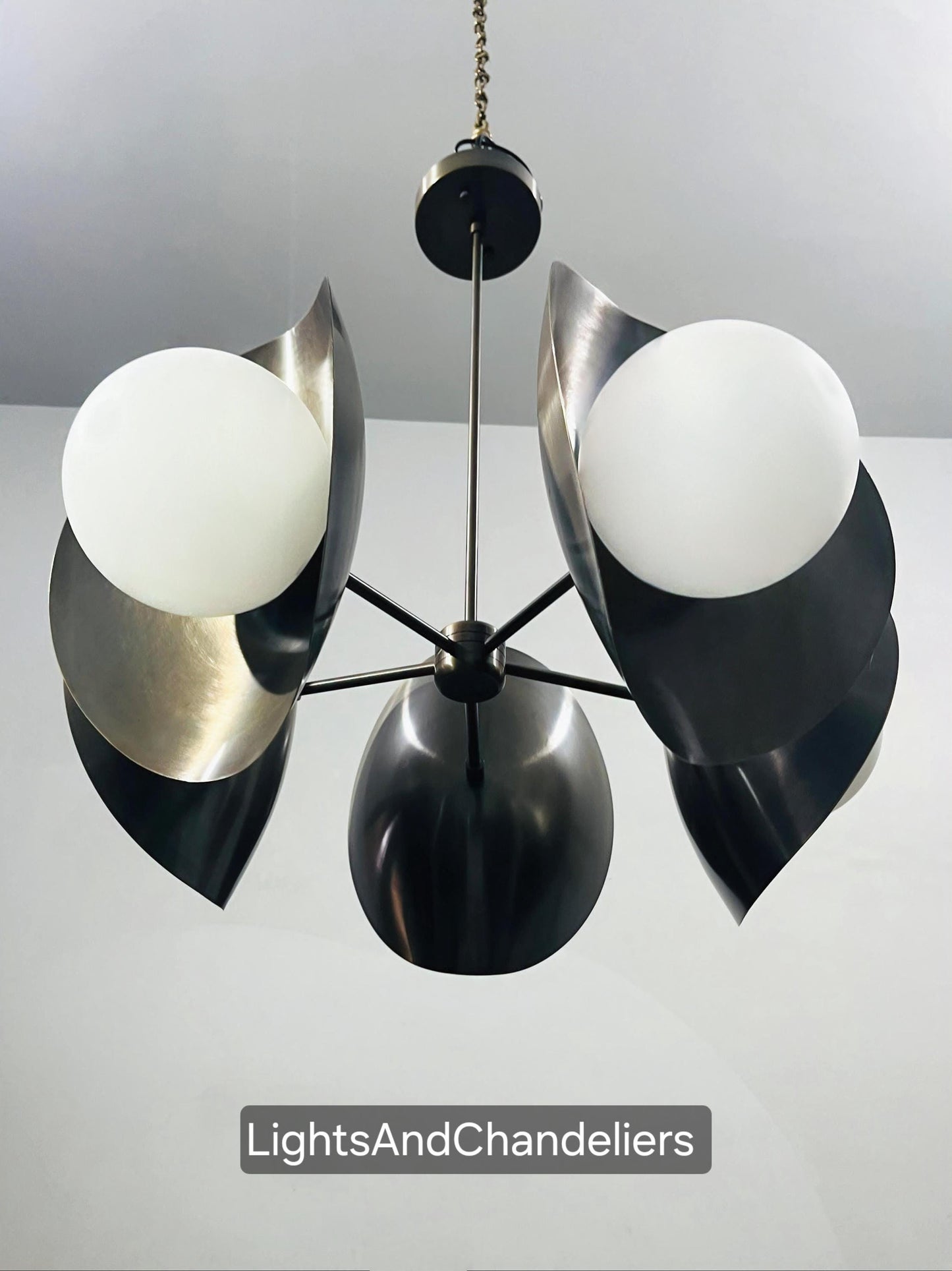 Stilnovo Style Five Globe Mid Century Modern Sputnik Brass Chandelier, Handcrafted Pendant Light Fixture Globe Chandelier