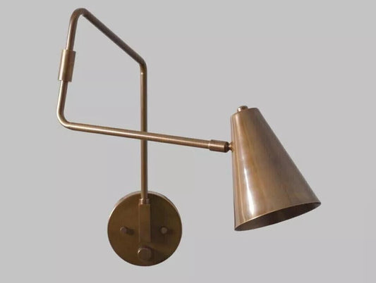 Adjustable Single Arm Brass Wall Sconce, Mid Century Modern Stilnovo Style Brass Wall Lamp, Industrial Design Single Light Reading Lamp